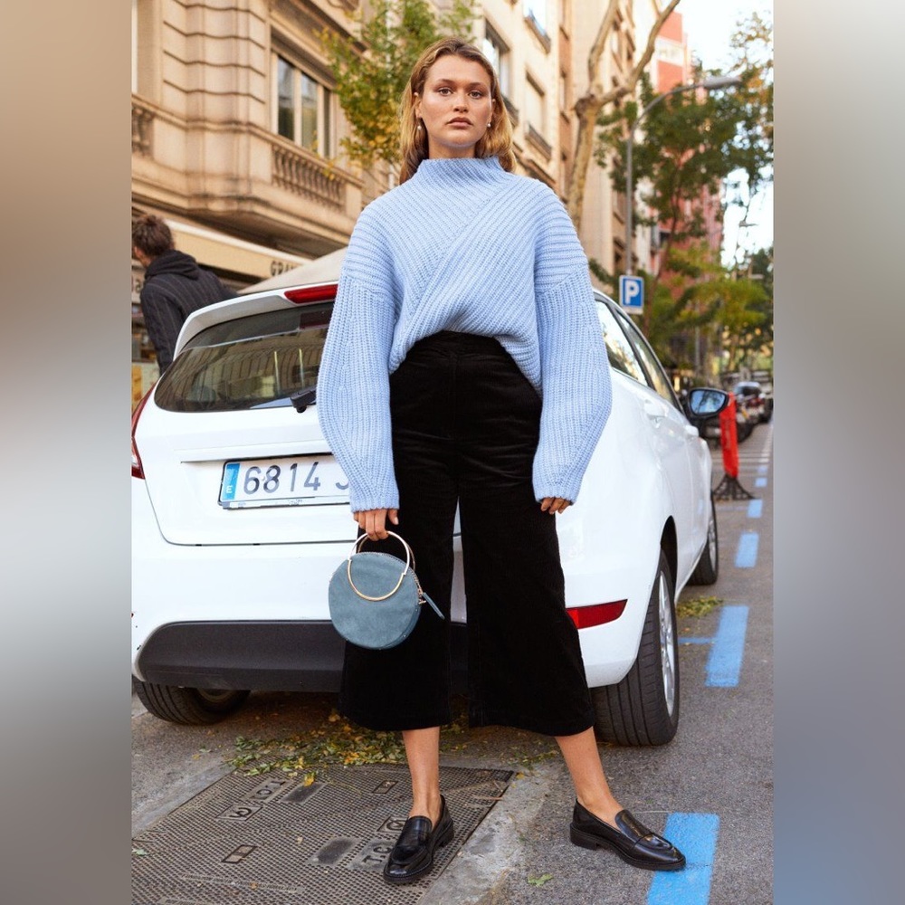 & Other Stories mock neck sweater with voluminous sleeves
